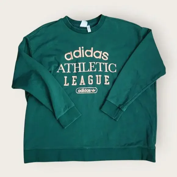 Adidas Athletic League Sweater Women's Sz 3X Green/Gold Spell Out Crew Neck - Picture 3 of 8